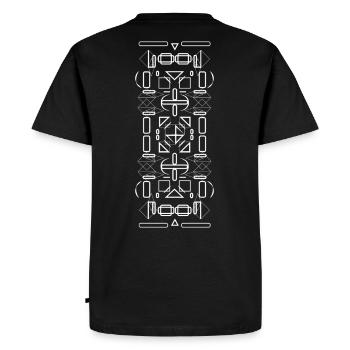 Geometrie vertikal abstrakt - Männer Premium Bio T-Shirt - Schwarz - Hinten - Nico (187cm)