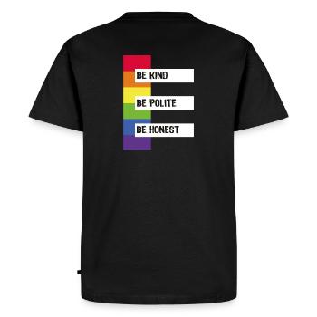 sois gentil, sois poli, sois honnête, LGBT - T-shirt Premium bio Homme - noir - Dos - Nico (187cm)