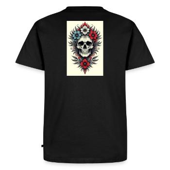 Style de tatouage de crâne de fleur - T-shirt Premium bio Homme - noir - Dos - Nico (187cm)