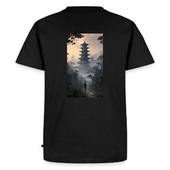 Aventure apocalyptique avec temple - T-shirt Premium bio Homme - noir - Dos - Nico (187cm)