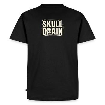 Skull Drain Vintage Style - Men's Premium Organic T-Shirt - black - Back - Nico (187cm)