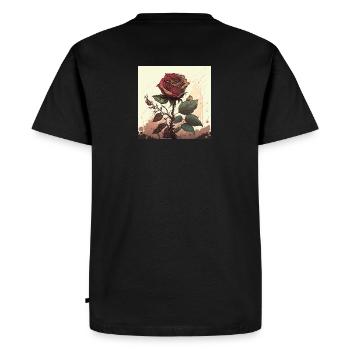 Romantic rose dream landscape - Men's Premium Organic T-Shirt - black - Back - Nico (187cm)