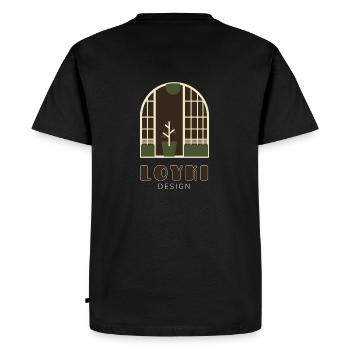 LOYKI DESIGN Window - Männer Premium Bio T-Shirt - Schwarz - Hinten - Nico (187cm)