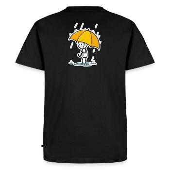 Yellow umbrella in the rain – minimal style - Men's Premium Organic T-Shirt - black - Back - Nico (187cm)