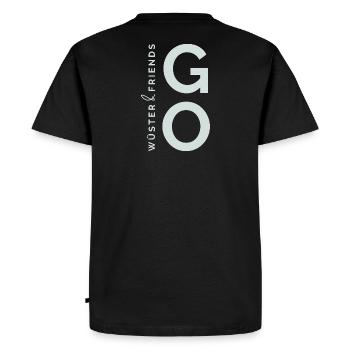Wüster&Friends GO Logo Vert clair - T-shirt Premium bio Homme - noir - Dos - Nico (187cm)
