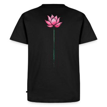 Pink Lotus Flower Zen Calm Yoga and Meditation Art - Men's Premium Organic T-Shirt - black - Back - Nico (187cm)