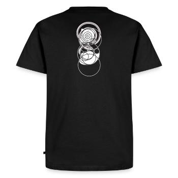 Éclore en équilibre – la fleur du Nombre d’Or - T-shirt Premium bio Homme - noir - Dos - Nico (187cm)