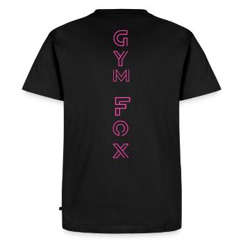 Typographic Gym Motivation - "GYM FOX " Design - Men's Premium Organic T-Shirt - black - Back - Nico (187cm)