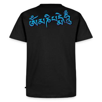 Om Mani Padme Hum - Sanskrit - Men's Premium Organic T-Shirt - black - Back - Nico (187cm)