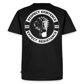 RESPECTER L'EXISTENCE ou RÉSISTER À LA RÉSISTANCE - T-shirt Premium bio Homme - noir - Dos - Nico (187cm)
