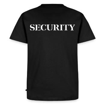 security - Men's Premium Organic T-Shirt - black - Back - Nico (187cm)
