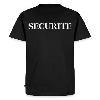 security - Men's Premium Organic T-Shirt - black - Back - Nico (187cm)