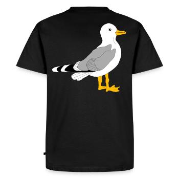 Whimsical Grey Wing Duck Illustration - Men's Premium Organic T-Shirt - black - Back - Nico (187cm)