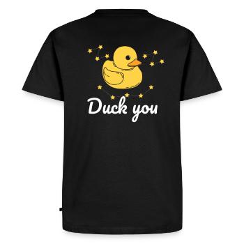 Ente Spruch Geschenk - Männer Premium Bio T-Shirt - Schwarz - Hinten - Nico (187cm)