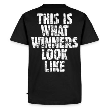 This is what winners look like (Vintage Weiß) - Männer Premium Bio T-Shirt - Schwarz - Hinten - Nico (187cm)