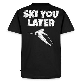 Skiez-vous plus tard (vintage / blanc) après-ski skieur - T-shirt Premium bio Homme - noir - Dos - Nico (187cm)