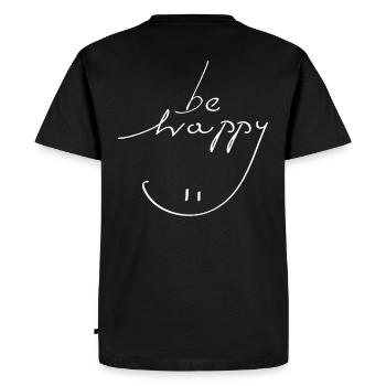 be happy smile - Men's Premium Organic T-Shirt - black - Back - Nico (187cm)