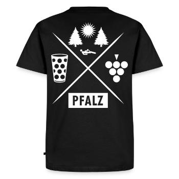 Pfälzer Mundart - Männer Premium Bio T-Shirt - Schwarz - Hinten - Nico (187cm)