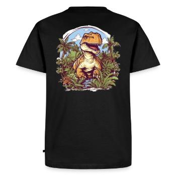 T-Rex Dessin animé Jungle - T-shirt Premium bio Homme - noir - Dos - Nico (187cm)