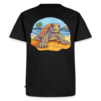 Turtle on the Beach Illustration - Men's Premium Organic T-Shirt - black - Back - Nico (187cm)