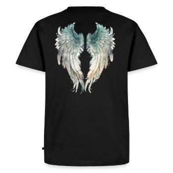 Ailes d'Ange Aquatiques Watercolor - T-shirt Premium bio Homme - noir - Dos - Nico (187cm)