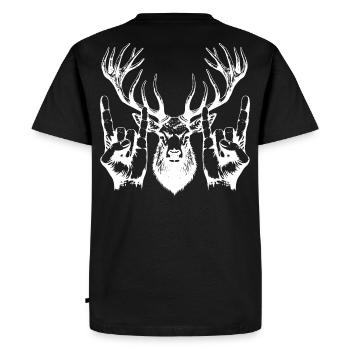 tête en métal fourche signe Cool - T-shirt Premium bio Homme - noir - Dos - Nico (187cm)