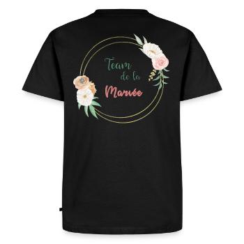 Team de la mariée - frame or et fleurs - T-shirt Premium bio Homme - noir - Dos - Nico (187cm)