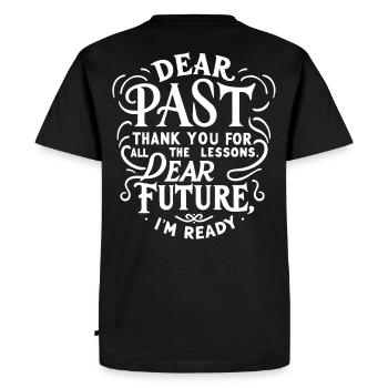 Cher passé Merci pour les leçons cher futur - T-shirt Premium bio Homme - noir - Dos - Nico (187cm)