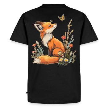 Fox and butterfly - Men's Premium Organic T-Shirt - black - Back - Nico (187cm)
