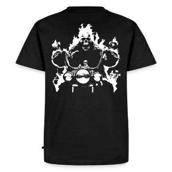 Skull Biker Flame Motorcycle - Men's Premium Organic T-Shirt - black - Back - Nico (187cm)