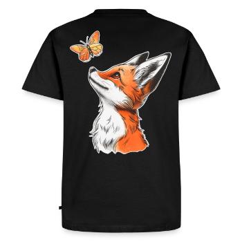 Fox with Butterfly - Men's Premium Organic T-Shirt - black - Back - Nico (187cm)