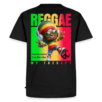 Reggae ma thérapie Rastaman - T-shirt Premium bio Homme - noir - Dos - Nico (187cm)