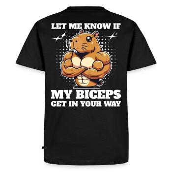 Fais-moi savoir si mes biceps me gênent, capybara - T-shirt Premium bio Homme - noir - Dos - Nico (187cm)