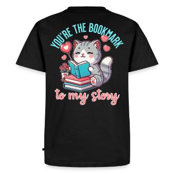 Tu es le marque-page de mon histoire - T-shirt Premium bio Homme - noir - Dos - Nico (187cm)