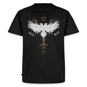 Vikings - Hugin and Munin – The Ravens of Odin - Men's Premium Organic T-Shirt - black - Back - Nico (187cm)
