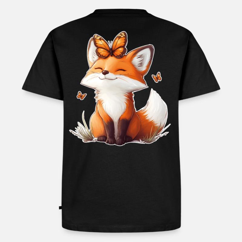 Fuchs und Schmetterling - Männer Premium Bio T-Shirt - Schwarz