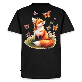 Fox with butterflies - Men's Premium Organic T-Shirt - black - Back - Nico (187cm)