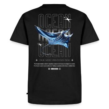 Ocean Manta Precious Treasure - Men's Premium Organic T-Shirt - black - Back - Nico (187cm)