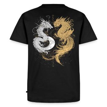 Cygnes dragons dans le style Yin et Yang - T-shirt Premium bio Homme - noir - Dos - Nico (187cm)