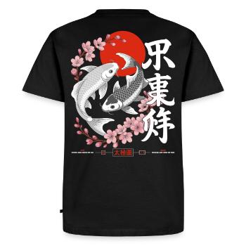 Koi - yin yang japan - Men's Premium Organic T-Shirt - black - Back - Nico (187cm)