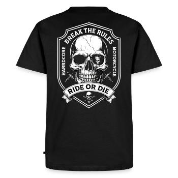 Motard Motard Chopper Briser les règles - T-shirt Premium bio Homme - noir - Dos - Nico (187cm)