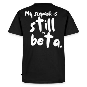 Impression de texte humoristique dans le style du lettrage à la main - T-shirt Premium bio Homme - noir - Dos - Nico (187cm)
