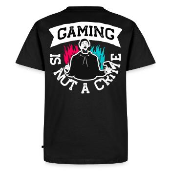 Gaming Not A Crime T-Shirt Design - Männer Premium Bio T-Shirt - Schwarz - Hinten - Nico (187cm)