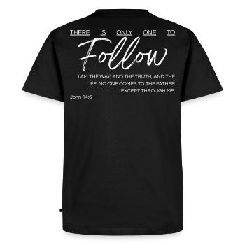 There Is Only One to Follow - John 14:6 - Men's Premium Organic T-Shirt - black - Back - Nico (187cm)