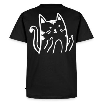 Drôle de chat chat majeur doigt puant - T-shirt Premium bio Homme - noir - Dos - Nico (187cm)