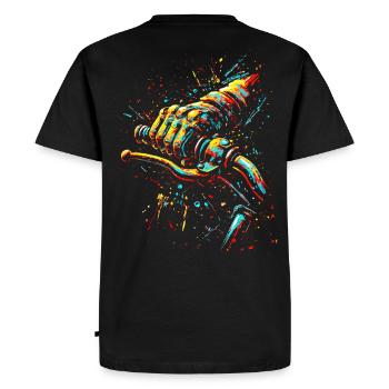 Street Style Biker Motif Full Throttle Throttle Grip - Men's Premium Organic T-Shirt - black - Back - Nico (187cm)