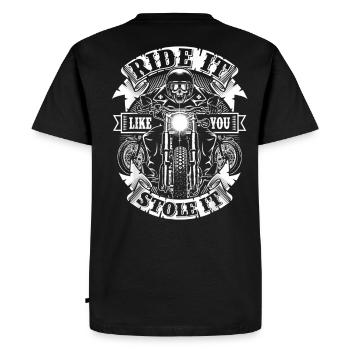 Conduis-la comme si tu l’avais volée Moto - T-shirt Premium bio Homme - noir - Dos - Nico (187cm)