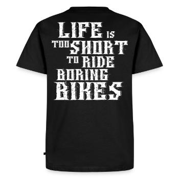 La vie est trop courte pour rouler des vélos ennuyeux - T-shirt Premium bio Homme - noir - Dos - Nico (187cm)