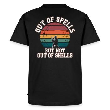 Out of Spells but not out of Shells - Cool Wizard  - Men's Premium Organic T-Shirt - black - Back - Nico (187cm)