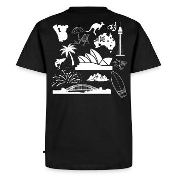 Sydney en symboles (blanc) - T-shirt Premium bio Homme - noir - Dos - Nico (187cm)